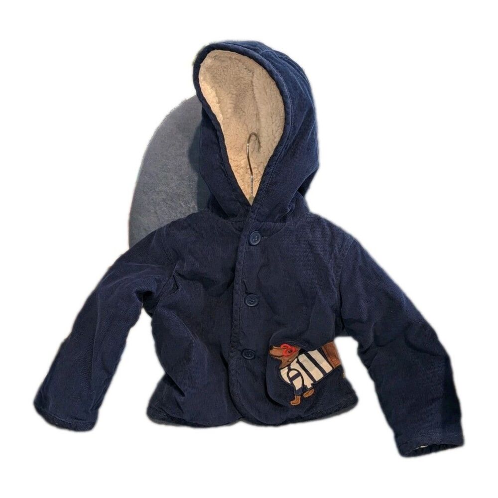 Baby Boden Corduroy Hooded Jacket Dachshund 12-18 Months Navy